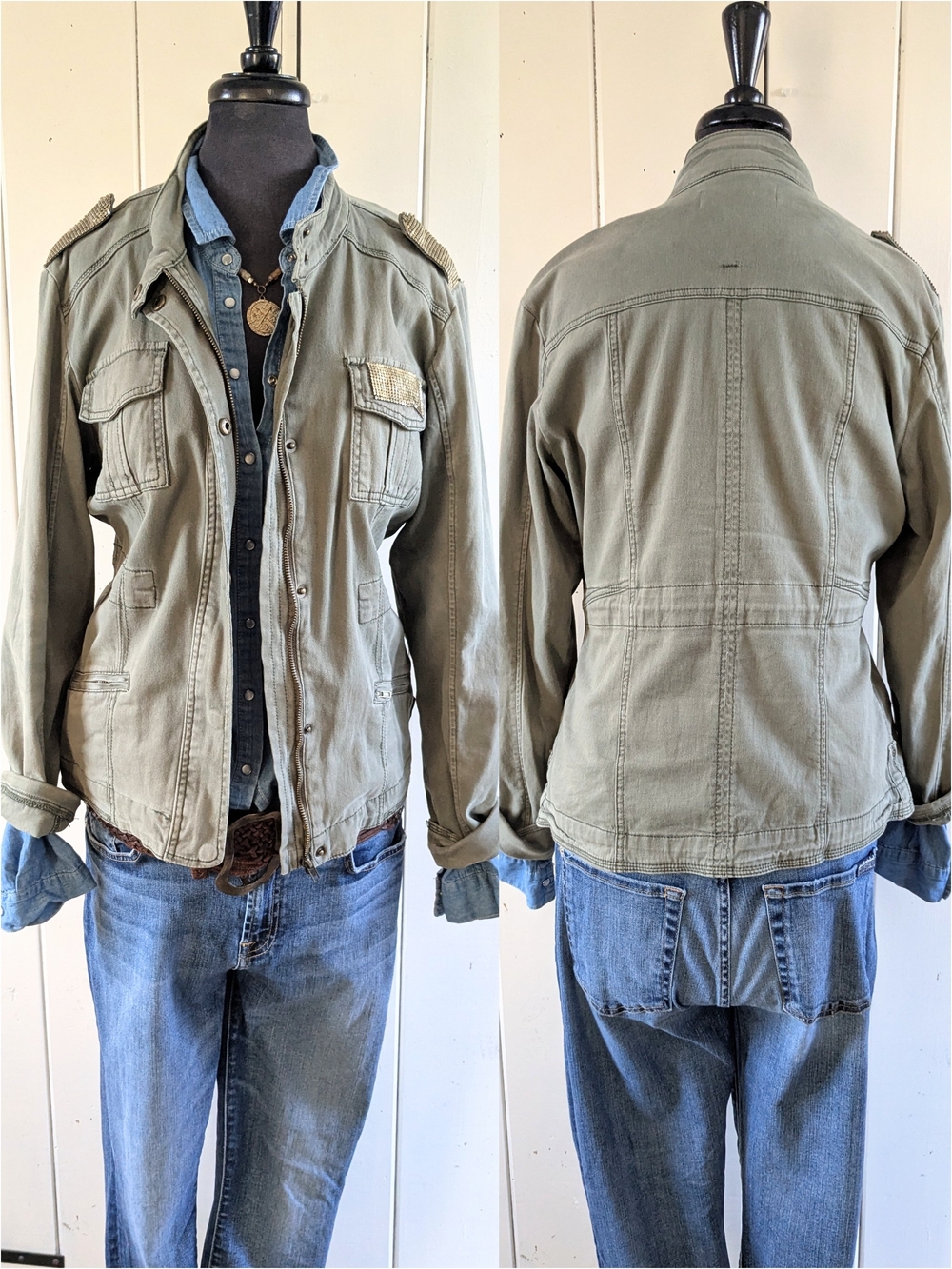 Vintage Havana Olive Military Inspired Jacket sz L